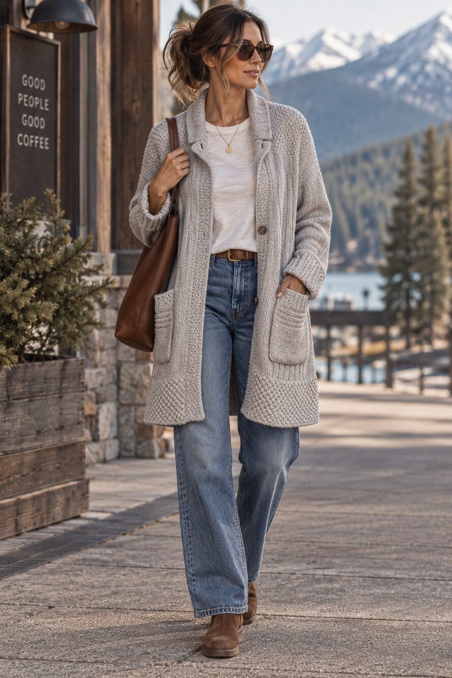 prAna Elsin Sweater Coat size M Gray Wool Blend Long Cardigan